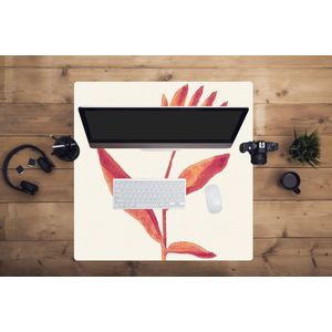 Muismat XXL - Bureau onderlegger - Bureau mat - Bloemen - Plant - Rood - Pastel - 80x80 cm - XXL muismat
