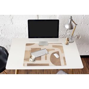 Muismat XXL - Bureau onderlegger - Bureau mat - Vormen - Abstract - Puzzel - Hout - 80x60 cm - XXL muismat