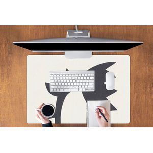 Muismat XXL - Bureau onderlegger - Bureau mat - Tulpen - Zwart - Wit - Bloemen - 90x60 cm - XXL muismat