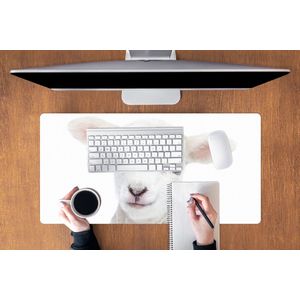 Muismat XXL - Bureau onderlegger - Bureau mat - Lam - Wit - Dieren - Natuur - 90x45 cm - XXL muismat