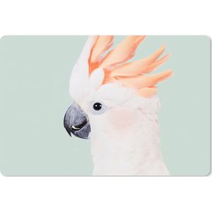 Muismat XXL - Bureau onderlegger - Bureau mat - Kaketoe - Dieren - Natuur - Wit - 120x80 cm - XXL muismat