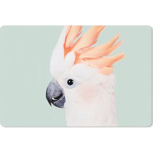 Muismat XXL - Bureau onderlegger - Bureau mat - Kaketoe - Dieren - Natuur - Wit - 120x80 cm - XXL muismat