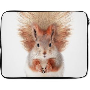 Laptophoes 17 inch - Eekhoorn - Dieren - Natuur - Oranje - Wit - Laptop sleeve - Binnenmaat 42,5x30 cm - Zwarte achterkant