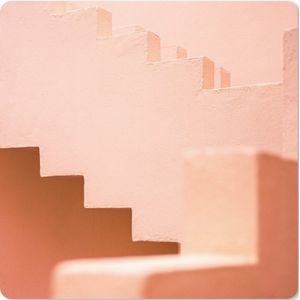 Muismat XXL - Bureau onderlegger - Bureau mat - Architectuur - Trappen - Pastel - Roze - 60x60 cm - XXL muismat