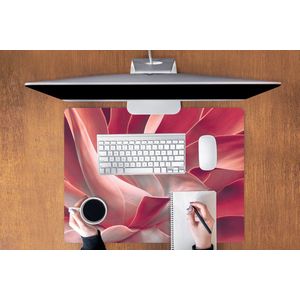 Muismat XXL - Bureau onderlegger - Bureau mat - Stilleven - Bladeren - Plant - Roze - 80x60 cm - XXL muismat