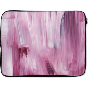 Laptophoes 17 inch - Kleuren - Verf - Schilderij - Roze - Laptop sleeve - Binnenmaat 42,5x30 cm - Zwarte achterkant