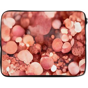 Laptophoes 15.6 inch - Abstract - Glitter - Roze - Luxe - Laptop sleeve - Binnenmaat 39,5x29,5 cm - Zwarte achterkant