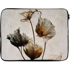 Laptophoes 17 inch - Vintage - Bloemen - Planten - Abstract - Laptop sleeve - Binnenmaat 42,5x30 cm - Zwarte achterkant