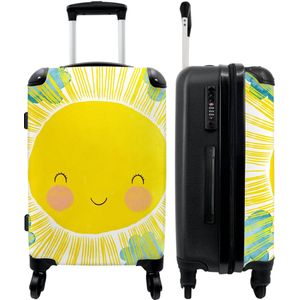 NoBoringSuitcases.com - Grote koffer - Gele kinderkoffer zon geschikt voor jongens en meisjes - Reiskoffer met 4 wielen - Trolley op wieltjes 60 liter - Rolkoffer groot kinderen tsa slot - Ruimbagage valies 20kg - Reisbagage & reisaccessoires medium