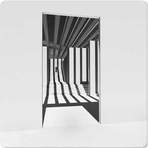 Muismat XXL - Bureau onderlegger - Bureau mat - Deur - Schaduw - Wit - Lijnen - 40x40 cm - XXL muismat