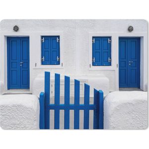 Muismat XXL - Bureau onderlegger - Bureau mat - Huis - Architectuur - Blauw - Wit - 80x60 cm - XXL muismat