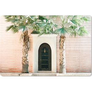 Muismat XXL - Bureau onderlegger - Bureau mat - Deur - Marrakesh - Palmboom - Wit - Tropisch - 90x60 cm - XXL muismat