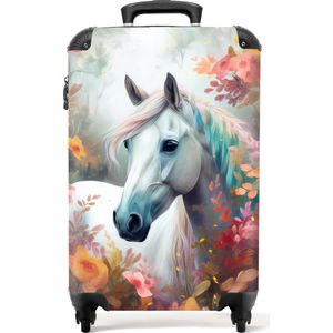 NoBoringSuitcases.com® - Paard wit - Koffer kinderen meisjes - 55x35x25