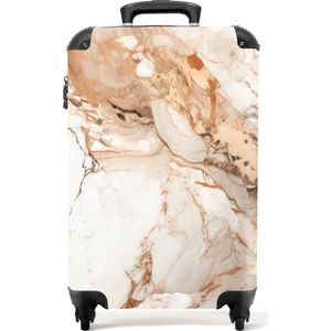 NoBoringSuitcases.com® - Oranje handbagage koffer - Marmer - 55x35x25