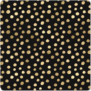 Muismat XXL - Bureau onderlegger - Bureau mat - Goud - Stippen - Patroon - Zwart - 60x60 cm - XXL muismat