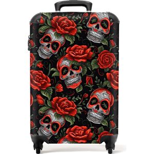 NoBoringSuitcases.com® - Rode koffer - Bloemen rood - 55x35x25