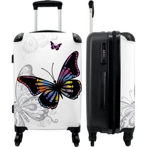 NoBoringSuitcases.com® - Kinderkoffer meisjes vlinder - Reiskoffer kinderen groot - 20 kg bagage