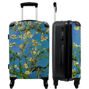 NoBoringSuitcases.com - Grote Van Gogh Amandelbloesem reiskoffer met 4 wielen - Ruimbagage koffer groot 20 kg - Cadeau vrouwen origineel - Rolkoffer bloemen 60 liter - Suitcase large - Valiezen op wieltjes volwassenen - Rolkoffer meisjes en dames