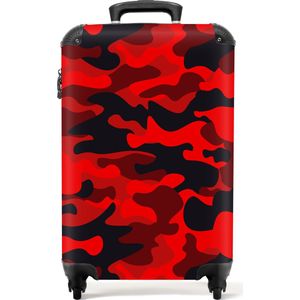 NoBoringSuitcases.com® - Koffer camouflage rood - Trolley - 55x35x25