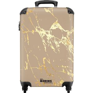 NoBoringSuitcases.com® - Reiskoffer beige - Marmer koffer - 55x35x25