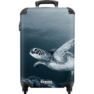 NoBoringSuitcases.com® - Koffer blauw - Schildpad trolley - 55x35x25