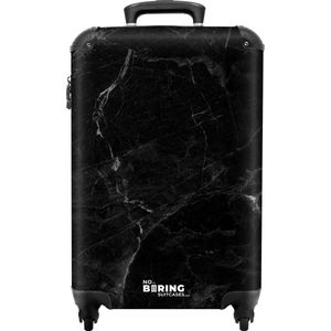 NoBoringSuitcases.com® - Zwart handbagage koffer marmer - 55x35x25