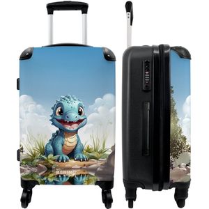 NoBoringSuitcases.com - Grote koffer - Kinderkoffer draak geschikt voor jongens en meisjes - Reiskoffer large met 4 wielen - Trolley op wieltjes 60 liter - Rolkoffer groot kinderen - Ruimbagage valies 20kg - Reisbagage & reisaccessoires middelgroot