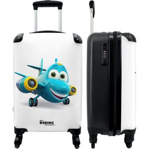 NoBoringSuitcases.com - Kinderkoffer vliegtuigje - Past binnen 55x40x20 cm / 55x35x25 cm - Kids travel suitcase - Handbagage rolkoffertje reizen cadeau - Trolley op wieltjes - Reiskoffer met wielen - Rolkoffer - Kindertrolley jongen - Koffer kinderen