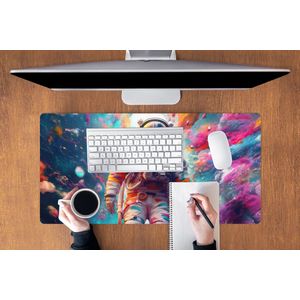 Muismat XXL - Bureau onderlegger - Bureau mat - Neon - Meteoriet - Neon - Astronaut - 90x45 cm - XXL muismat - Geschikt voor Gaming Muis en Gaming PC set-up
