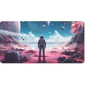 Muismat 120x60 cm - Bureaumat gaming astronaut - Computer en gameroom accessoires - Muis en bureau mat onderlegger - Game room decoratie spullen - Bureaulegger desktop xl - Mousepad xxl - Muismatten office desk anti slip - Setup accessories