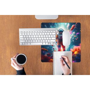 Muismat XXL - Bureau onderlegger - Bureau mat - Astronaut - Neon - Meteoriet - Neon - 40x40 cm - XXL muismat - Geschikt voor Gaming Muis en Gaming PC set-up