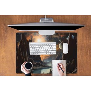 Muismat XXL - Bureau onderlegger - Bureau mat - Gebergte - Rafijn - Rivier - Planeten - 90x60 cm - XXL muismat - Geschikt voor Gaming Muis en Gaming PC set-up
