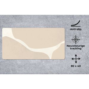 Muismat XXL - Bureau onderlegger - Bureau mat - Abstract - Beige - Moderne kunst - 80x40 cm - XXL muismat