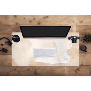 Muismat XXL - Bureau onderlegger - Bureau mat - Kunst - Wit - Beige - Modern - 100x50 cm - XXL muismat