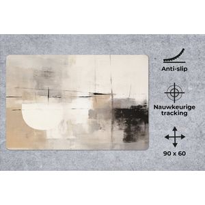 Muismat XXL - Bureau onderlegger - Bureau mat - Abstract - Kunst - Grijs - 90x60 cm - XXL muismat
