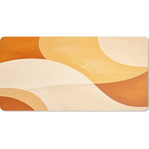 Muismat XXL - Bureau onderlegger - Bureau mat - Abstract - Patroon - Modern - Beige - Oranje - 90x45 cm - XXL muismat