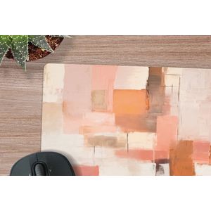 Muismat XXL - Bureau onderlegger - Bureau mat - Kunst - Roze - Abstract - 50x50 cm - XXL muismat