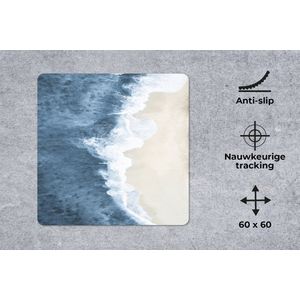 Muismat XXL - Bureau onderlegger - Bureau mat - Strand - Zee - Water - Natuur - 60x60 cm - XXL muismat