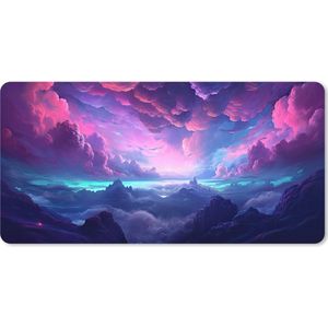 Muismat 80x40 cm - Bureaumat gaming neon - Computer en gameroom accessoires - Muis en bureau mat onderlegger - Game room decoratie - Bureaulegger desktop xl - Mousepad xxl - Muismatten office desk anti slip - Ruimte accesoires roze