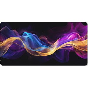 Muismat 100x50 cm - Bureaumat gaming neon goud - Computer en gameroom accessoires - Muis en bureau mat onderlegger - Game room decoratie - Bureaulegger desktop xl slaapkamer - Mousepad xxl - Muismatten office desk anti slip