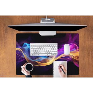 Muismat 90x60 cm - Bureaumat gaming neon goud - Computer en gameroom accessoires - Muis en bureau mat onderlegger - Game room decoratie - Bureaulegger desktop xl slaapkamer - Mousepad xxl - Muismatten office desk anti slip