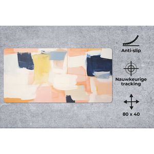 Muismat XXL - Bureau onderlegger - Bureau mat - Kunst - Abstract - Roze - Pastel - 80x40 cm - XXL muismat