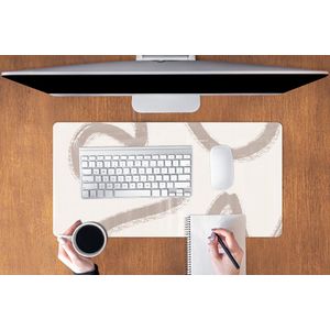 Muismat XXL - Bureau onderlegger - Bureau mat - Moderne kunst - Beige - Abstract - 80x40 cm - XXL muismat