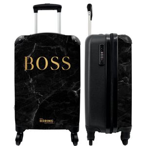 NoBoringSuitcases.com - Zwarte marmer koffer mannen - Past binnen 55x40x20 cm en 55x35x25 cm - Trolley handbagage quote zwart - Valiezen met wieltjes volwassenen - Reiskoffer op wielen - Carryon rolkoffer lichtgewicht - Weekendtas valies - Suitcase