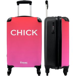 NoBoringSuitcases.com - Roze weekendtas koffer voor dames - Valies cabin - Past binnen 55x40x20 cm en 55x35x25 cm - Trolley handbagage koffertje vrouwen - Travel bag - Valiezen met wieltjes volwassenen - Reiskoffer op wielen - Rolkoffer lichtgewicht