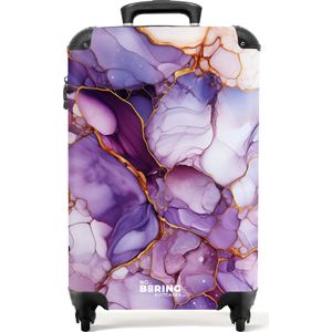 NoBoringSuitcases.com® - Paarse marmer handbagage koffer - 55x35x25