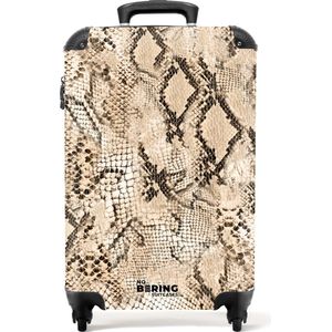 NoBoringSuitcases.com® - Beige koffer slangenprint - 55x35x25