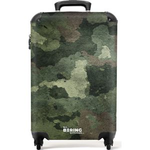 NoBoringSuitcases.com® - Koffer camouflage groen - Trolley - 55x35x25