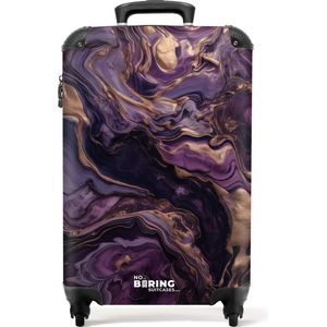 NoBoringSuitcases.com® - Paarse handbagage koffer - Marmer - 55x35x25