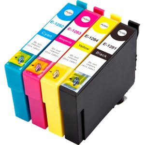 Inktcartridges 4 stuks Geschikt voor Epson T1285 | Multipack - Geschikt voor Epson Stylus SX125, SX130, SX235W, SX420W, SX425W, SX435W, SX445W, Stylus Office BX305F, BX305FW - Inktpatronen - cartridges - patronen